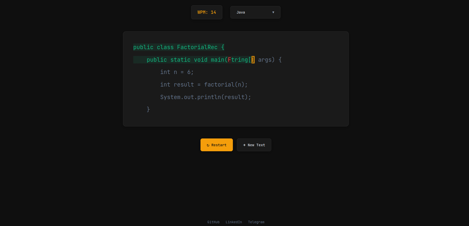 Code typer