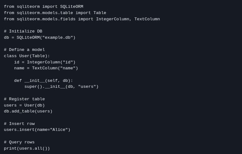 SQLite ORM